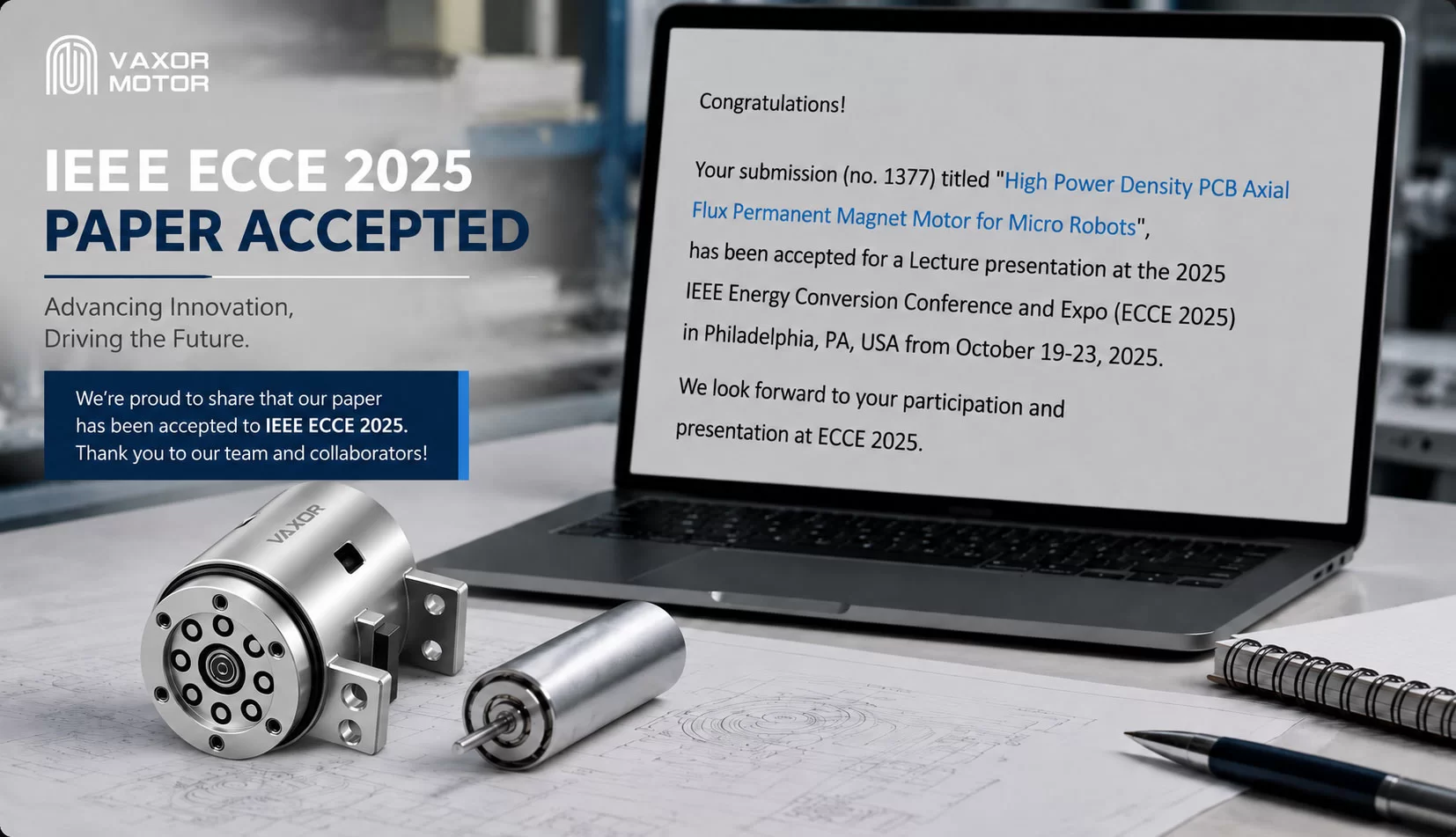Riset Motor Micro Axial-Flux Motor VAXOR MOTOR Diterima IEEE ECCE 2025